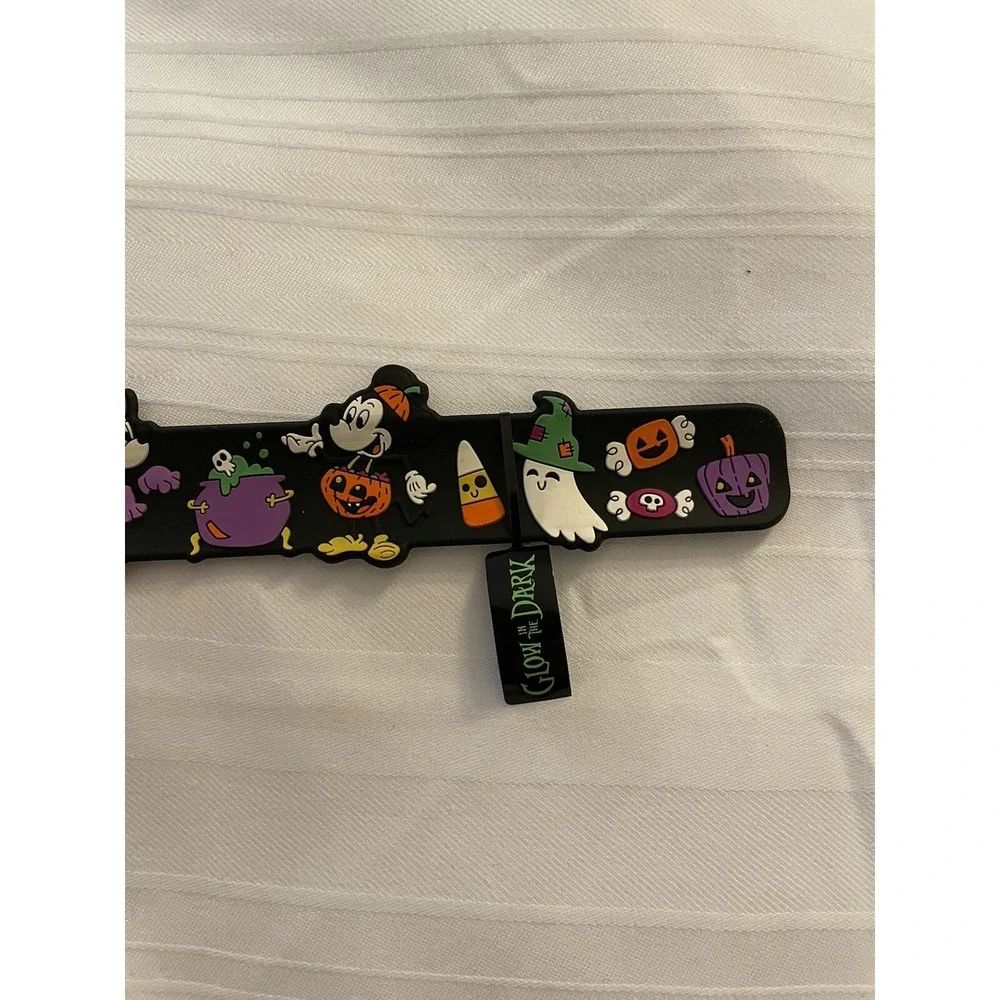 NEW Disney‎ Parks Happy Halloween Slap Bracelet Minnie & Mickey GLOWS IN DARK